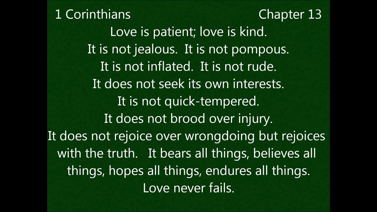 1 Corinthians Chapter 13 Love is patient love is kind Prayer St Paul Jesus