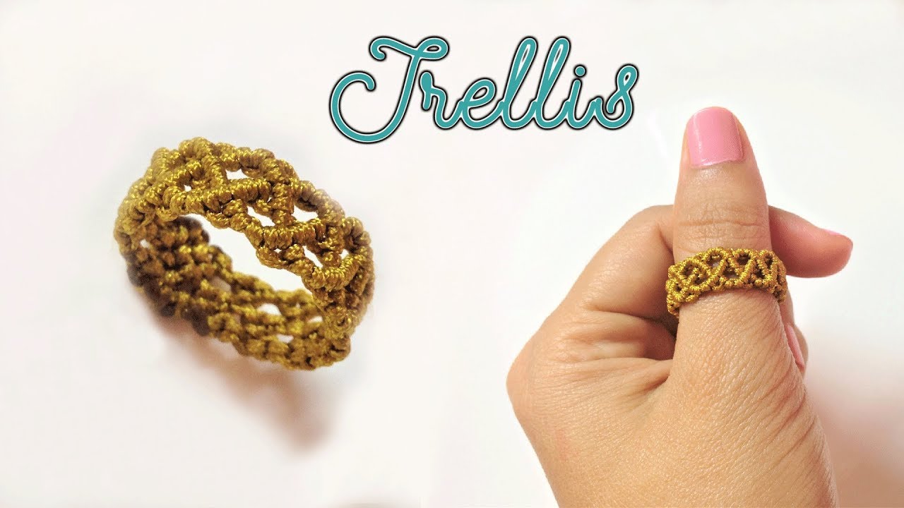 How to macrame a ring with the basic trellis pattern - Step by step  tutorial 