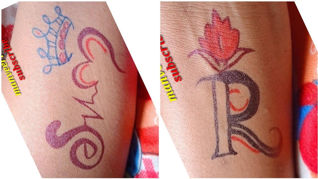new simple S &R letter tattoo designs with pen - YouTube