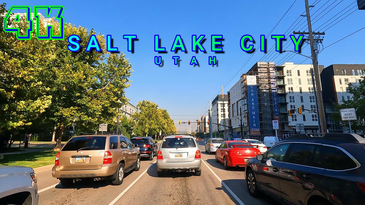 Salt Lake City Drive on a Great Sunny Day Part 3/4, Utah USA 4K - UHD