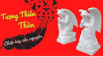 Tượng Thiên Thần Quỳ Gối Chấp Tay Cầu Nguyện Đá Cẩm Thạch Trắng Cao 1m