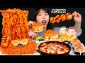 ASMR MUKBANG| 편의점 직접 만든 핵불닭 떡볶이 양념치킨 김밥 먹방 & 레시피 FRIED CHICKEN AND Tteokbokki EATING