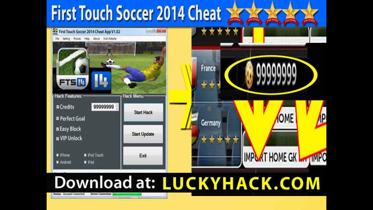 First Touch Soccer 2014 Hacks 2013 Cydia -- Updated Hack for First Touch Soccer 2014