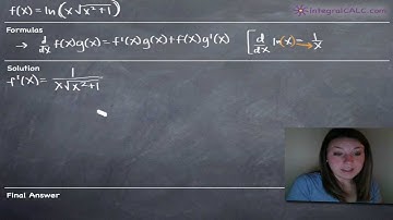 Derivatives of Natural Logs (ln) Example 3 (KristaKingMath)