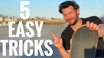 5 EASY Flat Ground Skateboard Tricks ANYONE Can Learn!