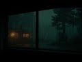 Cozy Rain on Window Overlooking Dark Forest for Calm Nights and Peaceful Rest