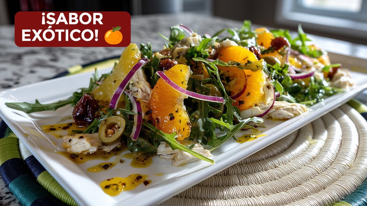 Ensalada Marroquí de Pollo y Naranja 🍊 | Cena Saludable FÁCIL en 10 Minutos