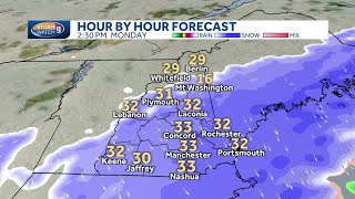 New Hampshire hourly maps: Snow to move out Monday night