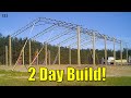 How to Build a Pole Barn | TIME LAPSE | 32x60 Pole Barn With Lean | Florida Homestead | E15