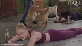Sophie Turner tries Goat yoga | ليدي سانسا ستارك ( صوفي ترنر ) تقوم بتجربة يوغا الماعز لأول مرة