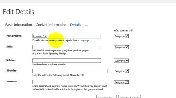 Creating/Updating your About Me user profile in Office 365