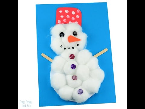 Cotton Ball Snowman Craft Idea for Kids