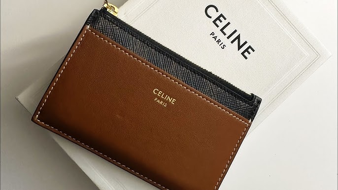 CELINE Card holder in Triomphe Canvas and calfskin Black