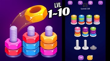 🏅 NUT SORT 🤪 Level 1~10 🧩 Gameplay Walkthrough