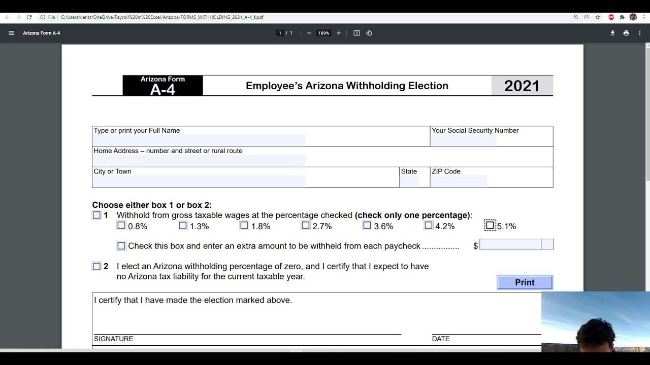 2022 Arizona Payroll Withholding in Excel from the South Rim YouTube