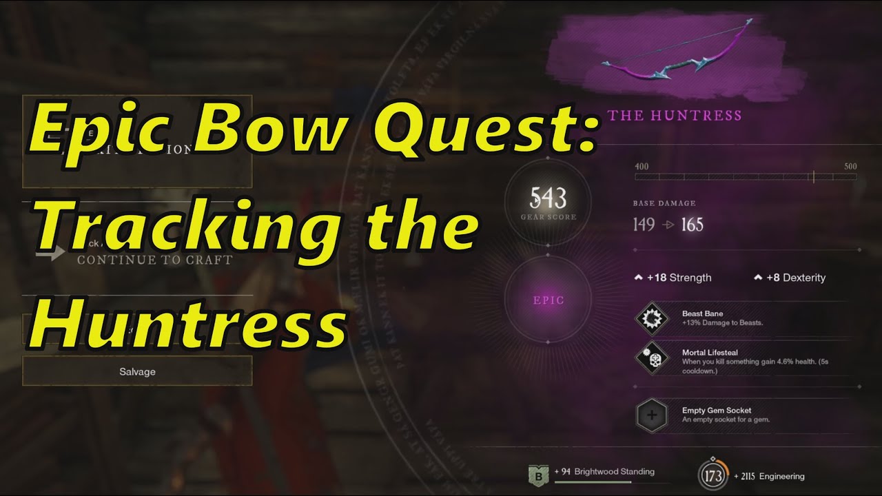 New World : Epic Bow Quest Tracking the Huntress Walkthrough
