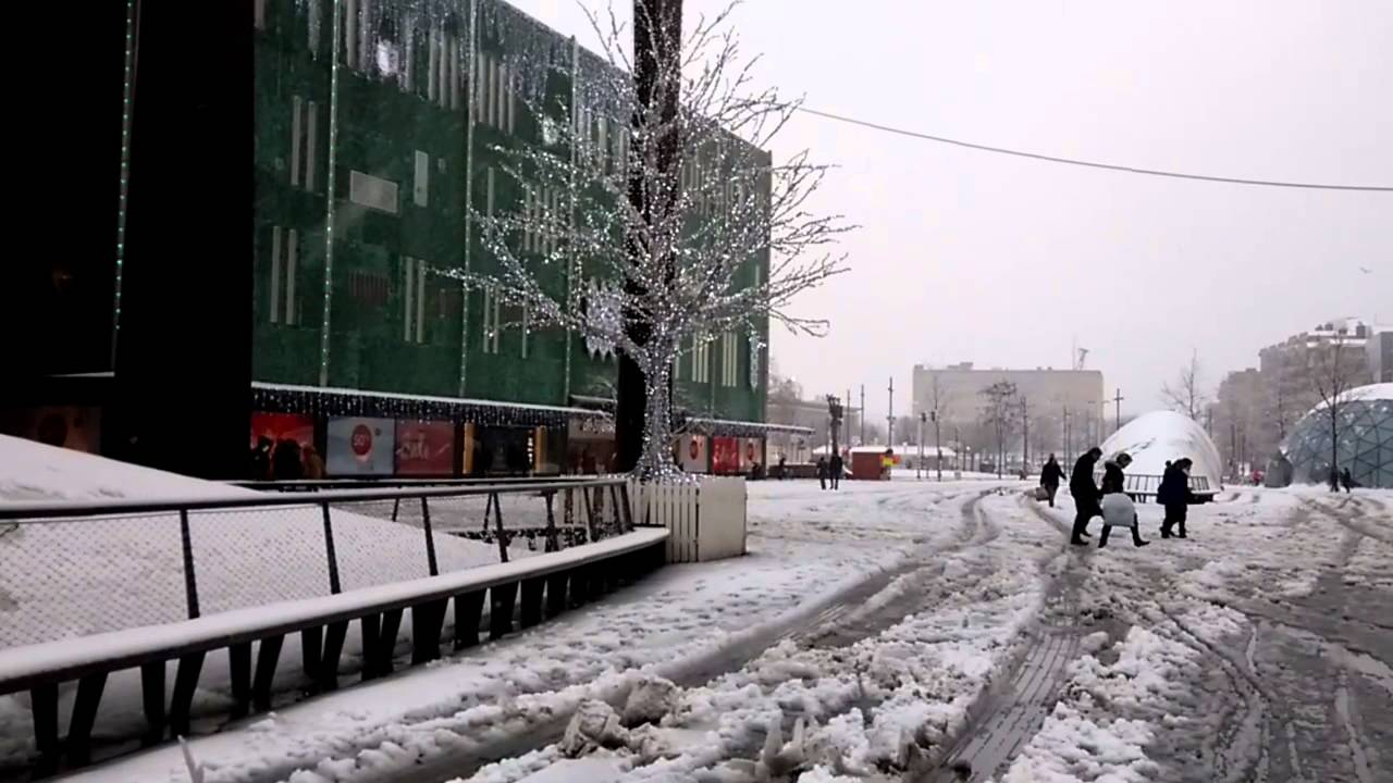 Snowfall in Eindhoven Centrum 2014