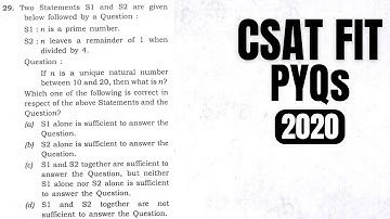 CSAT FIT PYQ-2020|| Two statements S1&S2 are given followed by a question. S1: n is a prime number.