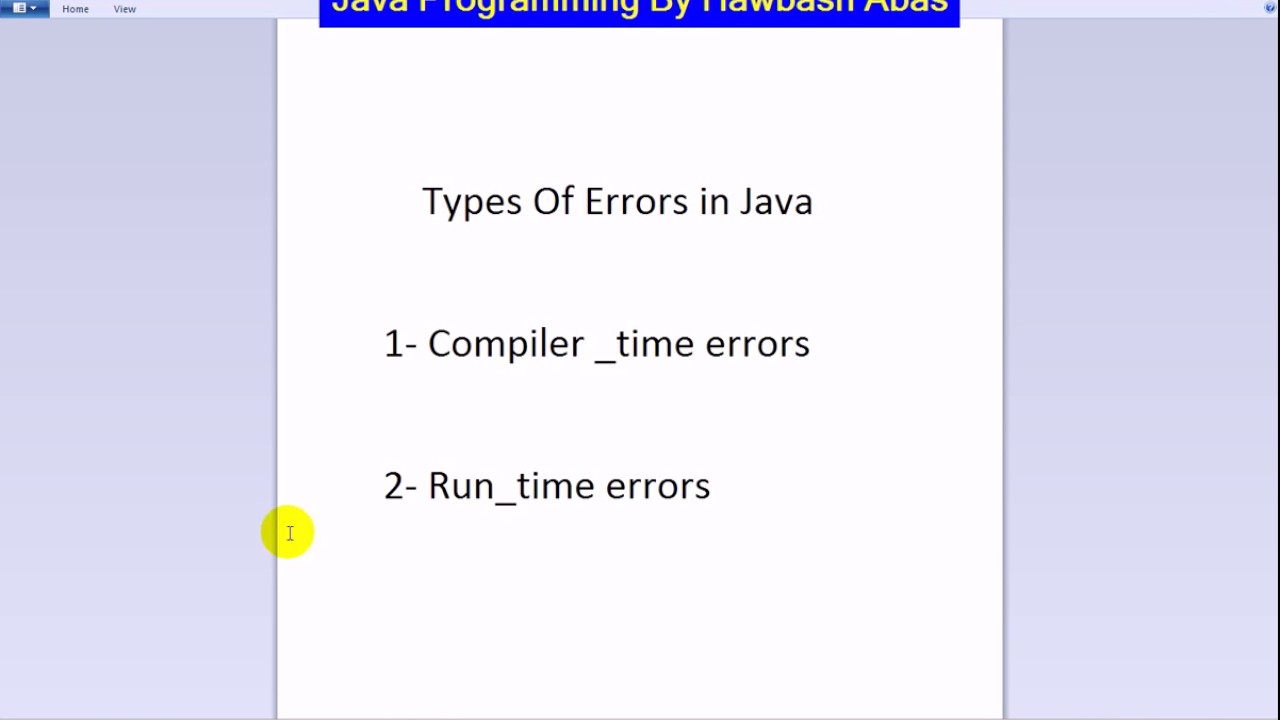 17 Errors in java فێربونی پرۆگرامسازی جاڤا - YouTube