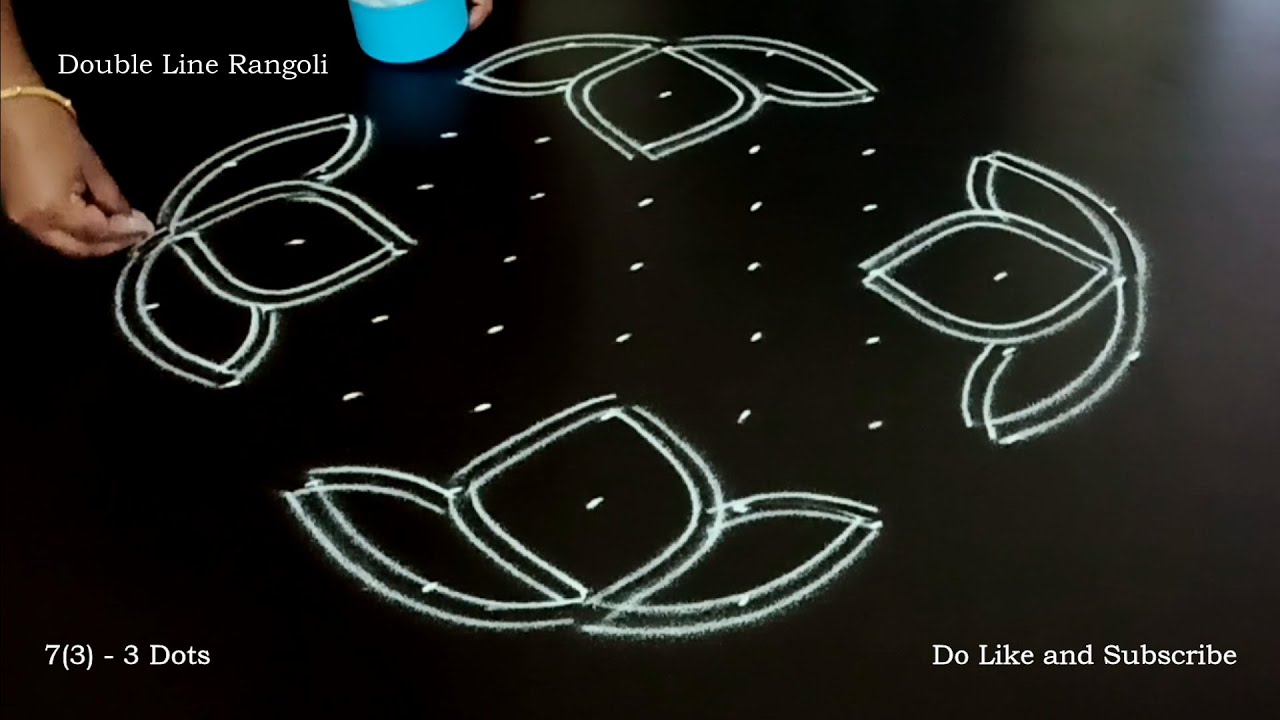 Simple flower rangoli design|Kolam|Rangoli|Double line kolam ...