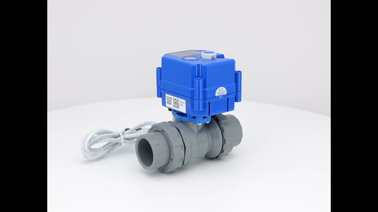 KLD20S 2-way motorized plastic ball valve with double unions
