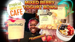 HOW TO: TROPICAL SMOOTHIE CAFE’S🌴 VERY OWN |MIXED BERRY GREEK YOGURT BOWL🍓! INGREDIENTS DISPLAYED! 🚨