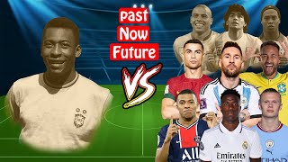 1 VS 9 Pele VS New Old Legends (Maradona-Ronaldo-Ronaldinho-Messi-Neymar-Mbappe-Haaland-Vinicius)