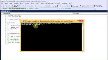 Display a Sentence Using a Function C++ Code (Visual Studio)