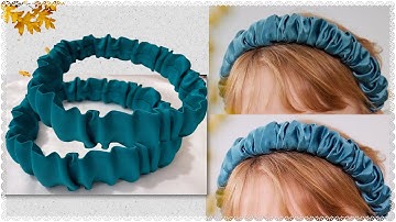 Diy wide elastic headband with ruffle scrunchie pattern easy way ✨How to make ruffle hair band✨