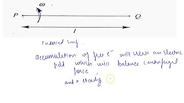A rod `PQ` of length `l` is rotating about end `P`, with an angular velocity `omega`. Due to ele...