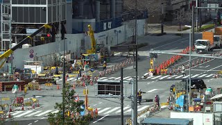 東京メトロ日比谷線虎ノ門ヒルズ駅の建設状況（2021年2月27日）