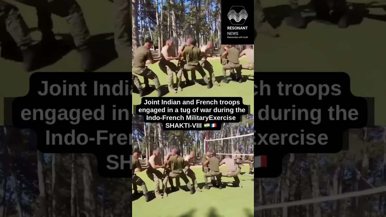 Joint Indian and French troops tug of war SHAKTI-VIII