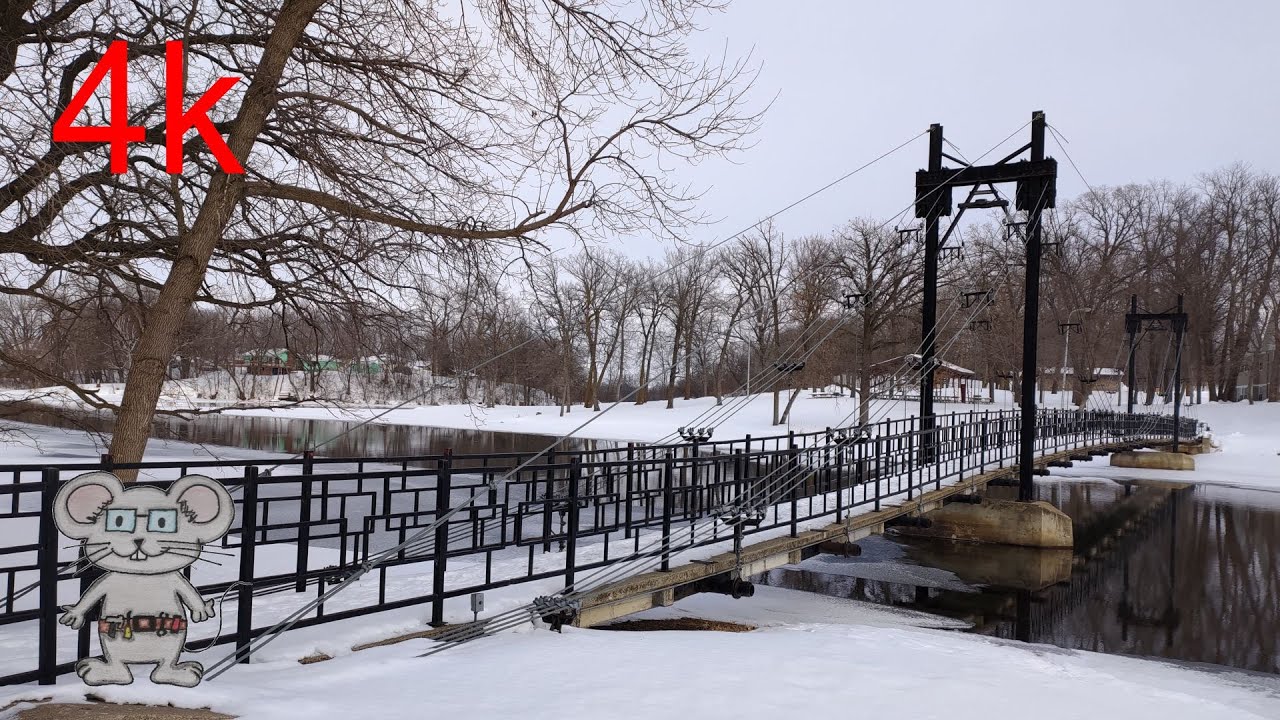 Mill Pond Suspension Bridge Pelican Rapids, MN in 8K YouTube