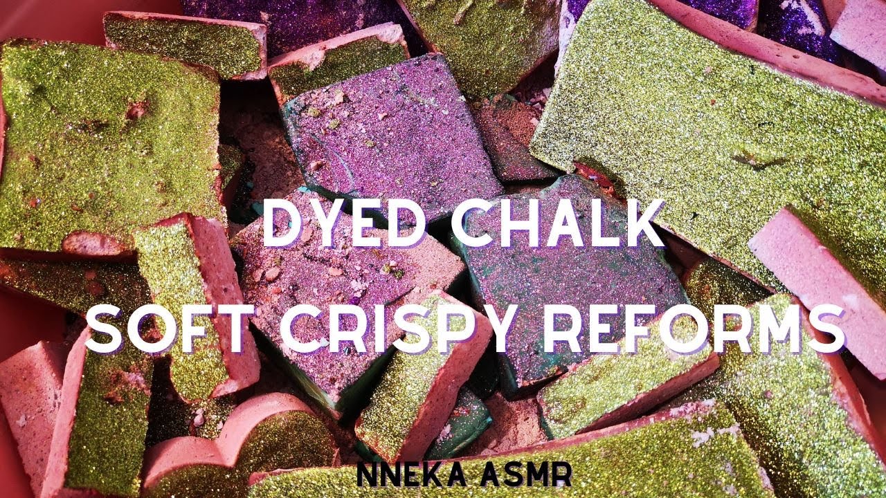 Dyed gym chalk| Soft glitter crispy reforms| ASMR| Oddly satisfying ...