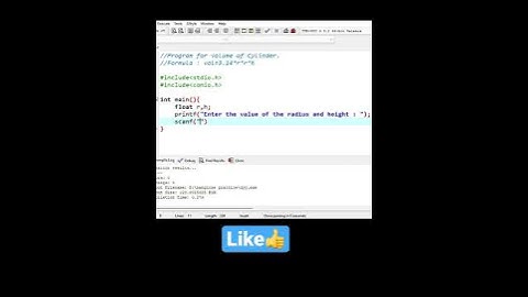Volume of cylinder in C #shorts