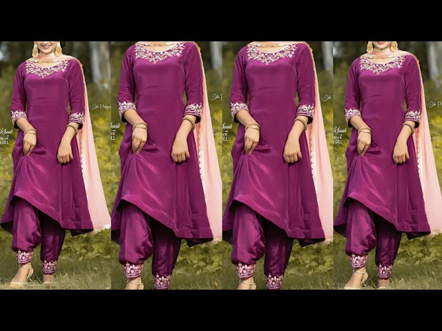 plain punjabi suit design with lace lace design on plain punjabi suit lace  design on plain suit | Designer party wear dresses, Kurti designs, Kurti  neck designs