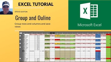 How to use group and outline in Microsoft Excel.  Group rows and columns and save views
