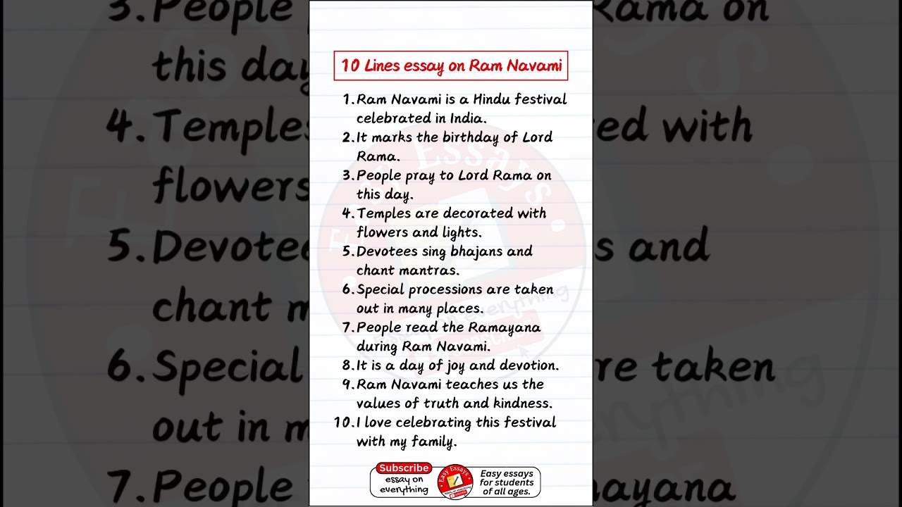 10 lines essay on ram navami in english | 10 lines on ramnavami | short essay on ram navami