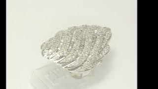 Natural Diamond Encrusted Waves Event Ring 1.20CT 14K White Gold Size 5.5 - 33758