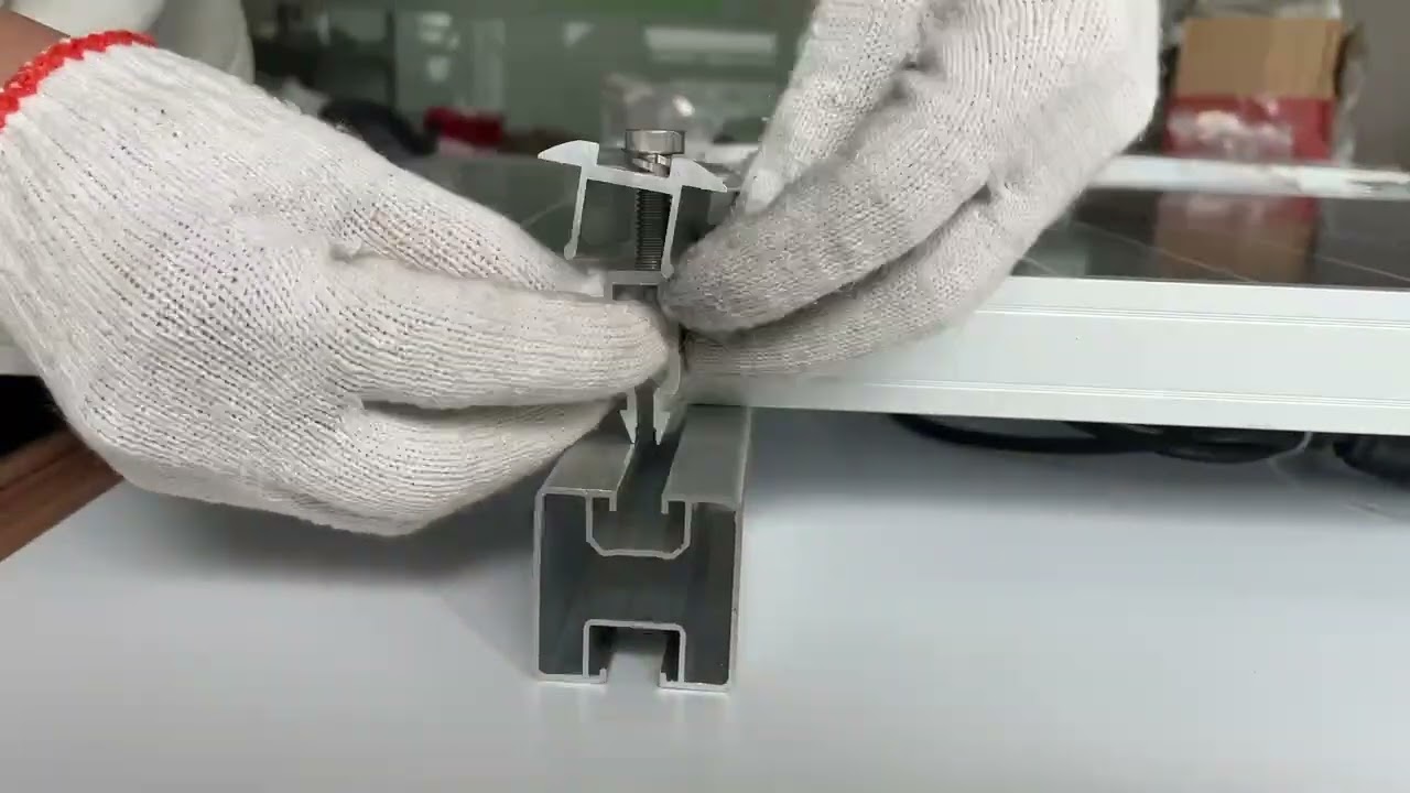 Assemble intel clamp on rail of solar mounting