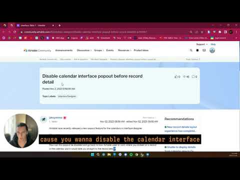 Disable calendar interface popout before record details in Airtable
