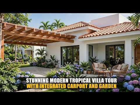 Small Modern Tropical Villa House Tour with Integrated Carport and Hydrangea Garden