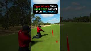 Tiger Woods Wins Long Drive Contest From His Knees!
