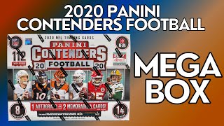 FIRST LOOK: 2020 Panini Contenders Football Mega Box! *1 AUTO AND 2 MEMORABILIA CARDS PER BOX! 🔥