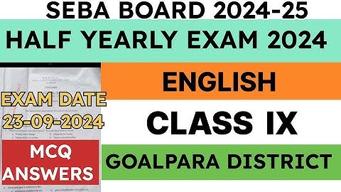 Class 9 Half Yearly Exam Question Paper 2024 | English | Goalpara District | seba