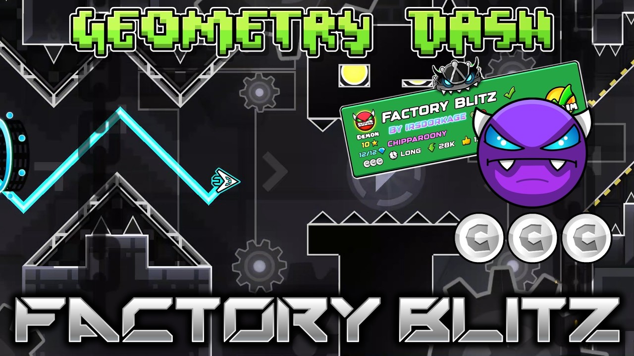[Geometry Dash] Factory Blitz (Weekly Demon, 3 Coins) - YouTube