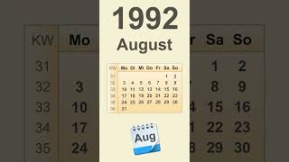 Kalender August 1992
