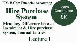 Lecture 1 Hire Purchase System l Introduction l Financial Accounting l F.Y. B.Com Sem 2