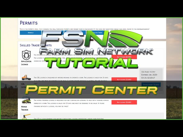 Permit Center | Farm Sim Network (FSN) Tutorial #8