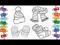 Winter Winter clothes Coloring Book Pages Зима зимняя одежда Раскраска для деток